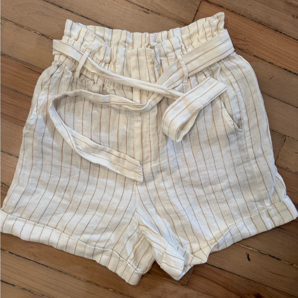 Mes Demoiselles Cream and Brown High Waist Shorts